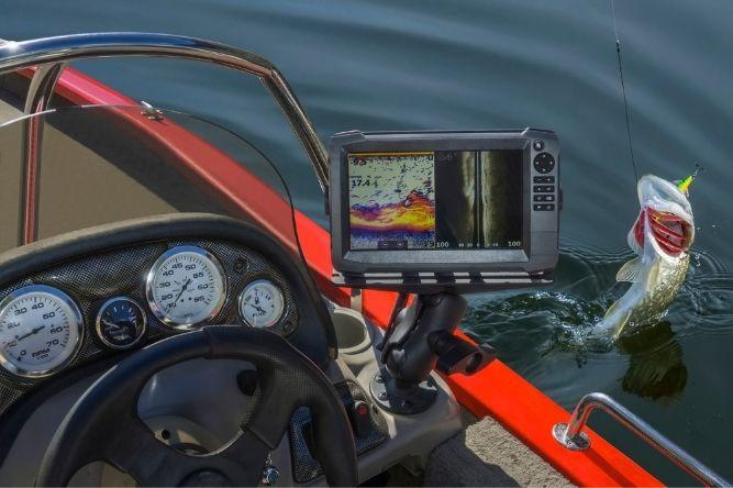 fish finder on boat in water