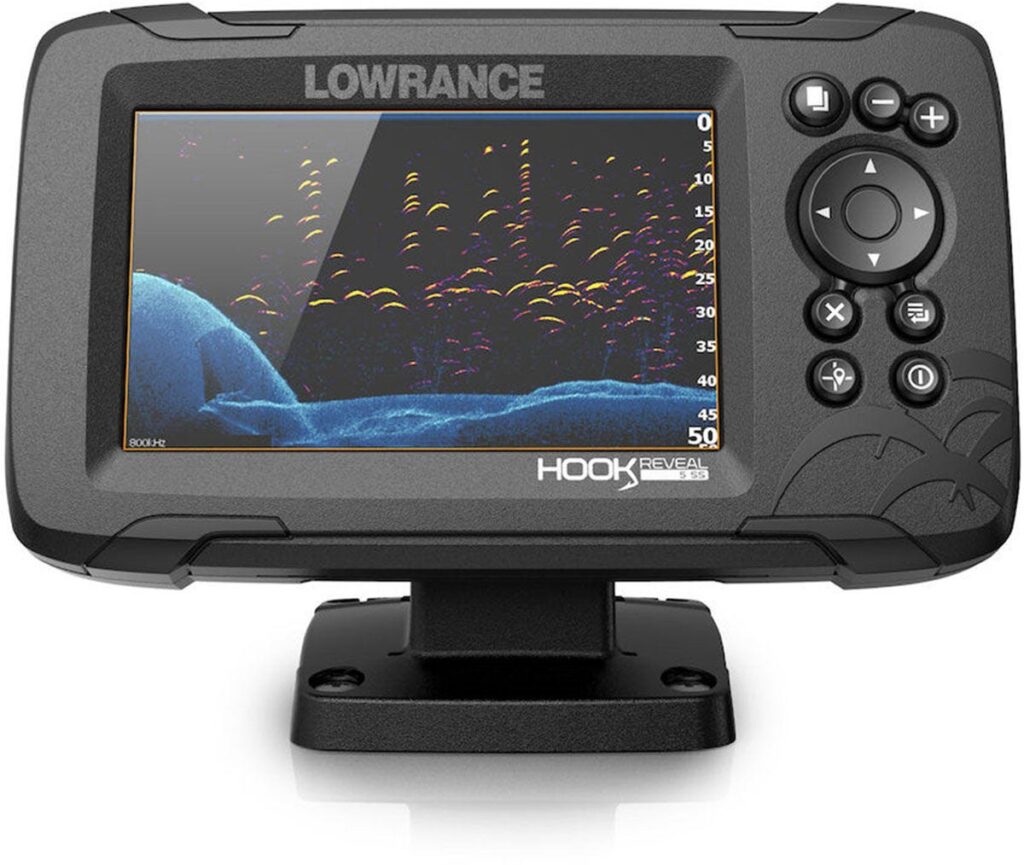 Hook-4x Ice Machine Fishfinder with Built-In Mid/High CHIRP Sonar Includes  Portable Pack and Ice Transducer